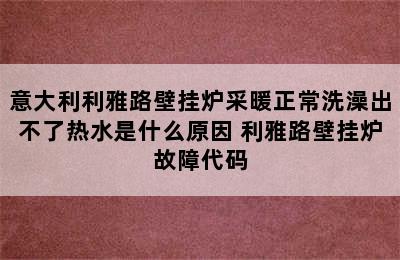 意大利利雅路壁挂炉采暖正常洗澡出不了热水是什么原因 利雅路壁挂炉故障代码